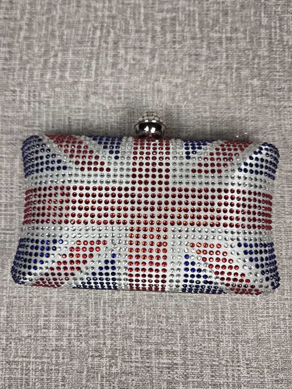 Union Jack British Flag Rhinestone Crystal Clutch Handbag Purse Crossbody